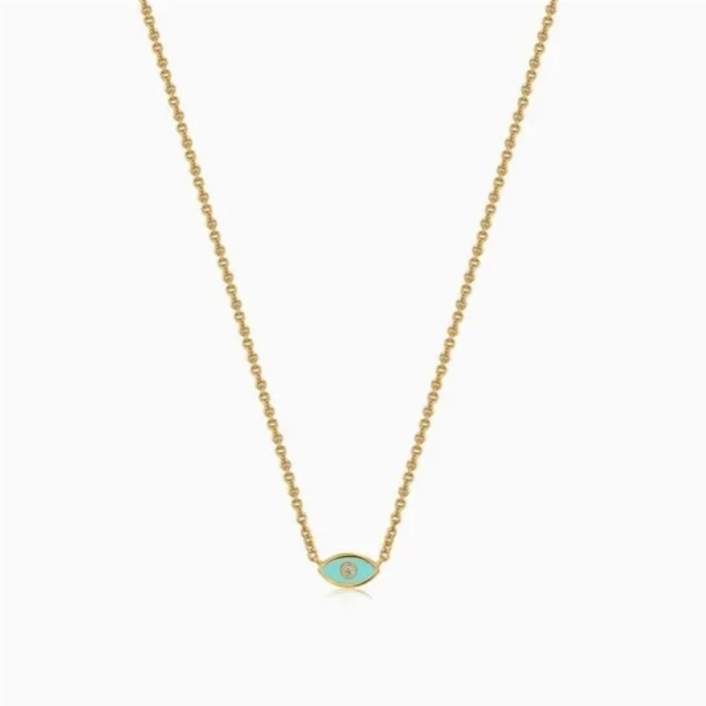 Turquoise Evil Eye Sterling Silver CZ Necklace